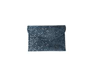 CARRÉ D'OR XS - GALUCHAT, PRINTED SUEDE  - NAVY