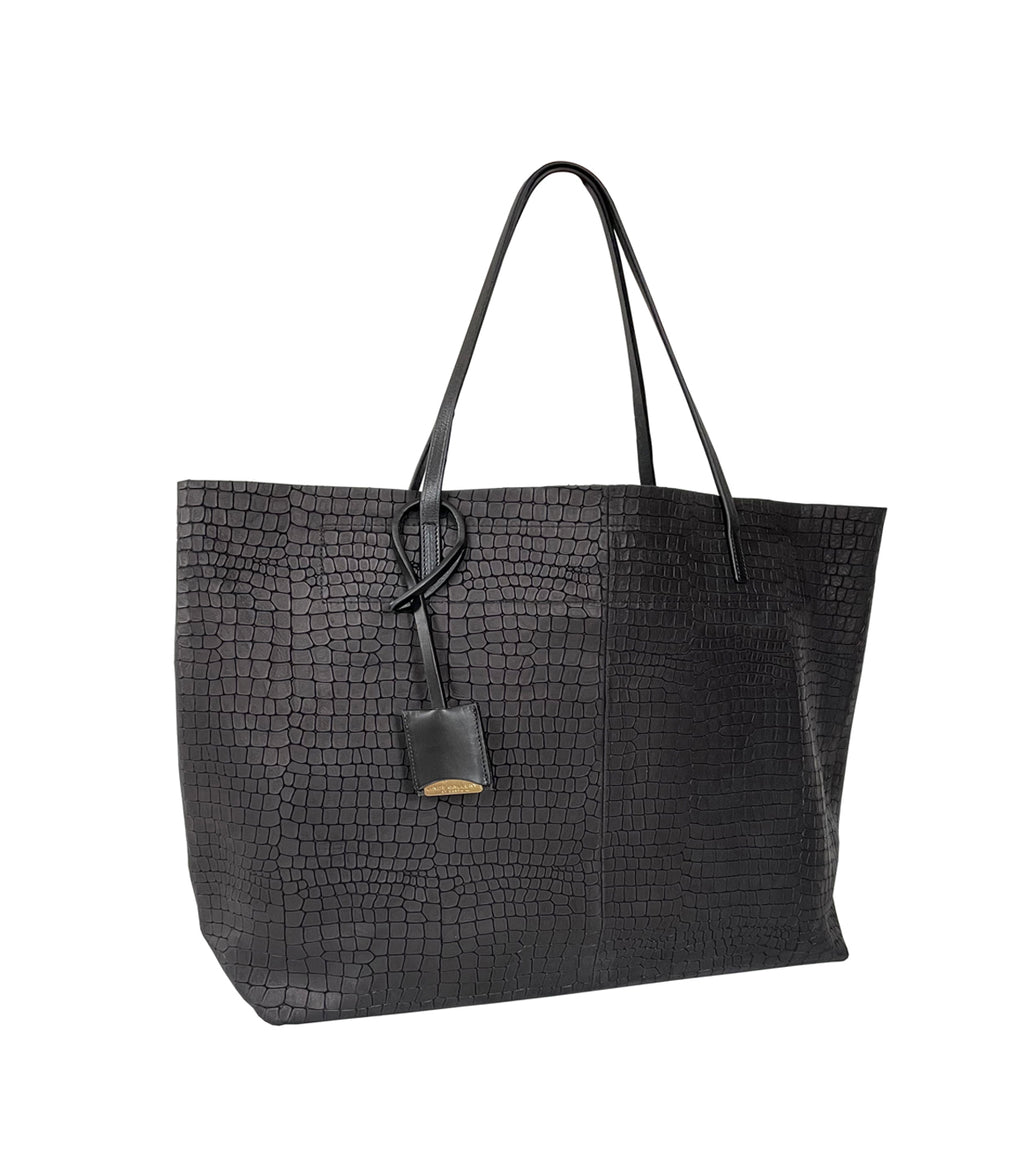 GOUVERNEUR L - CROCO EMBOSSED -BLACK