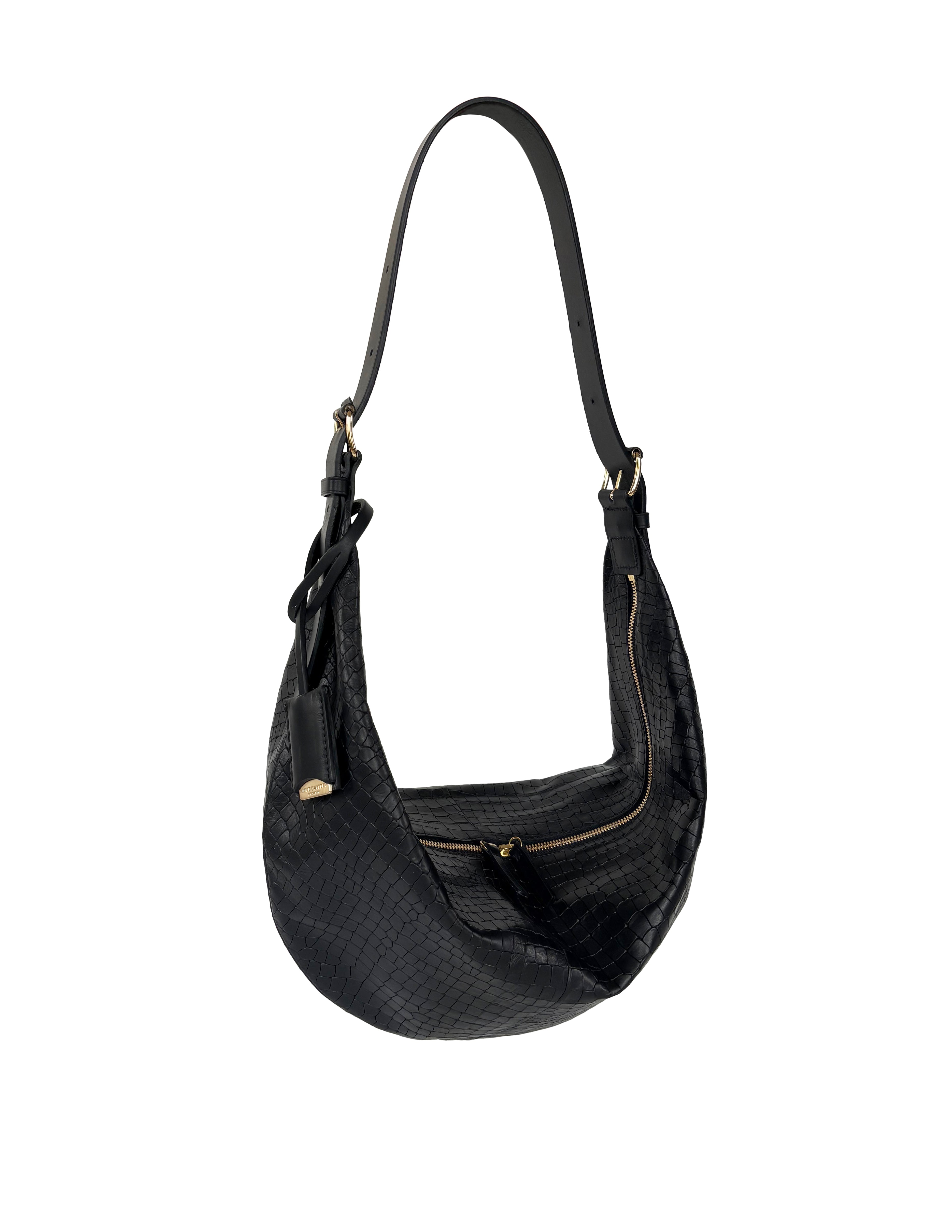 LORIENT S - CROCO, EMBOSSED - BLACK