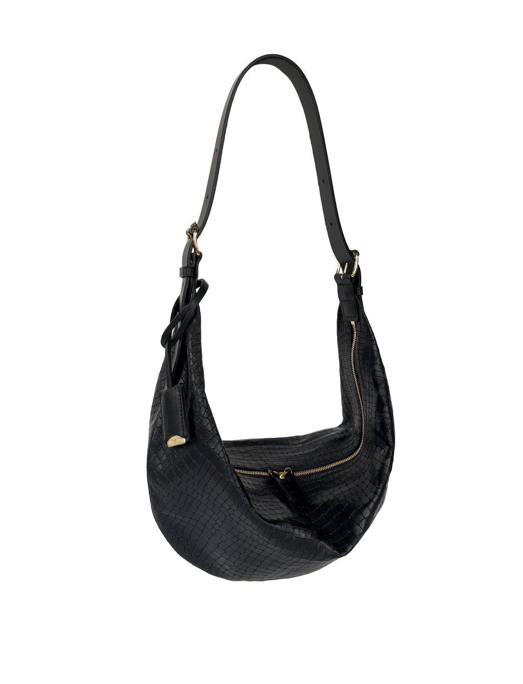 LORIENT S - CROCO, EMBOSSED - BLACK