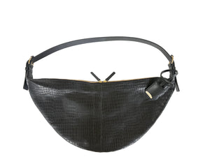 LORIENT S - CROCO, EMBOSSED - BLACK