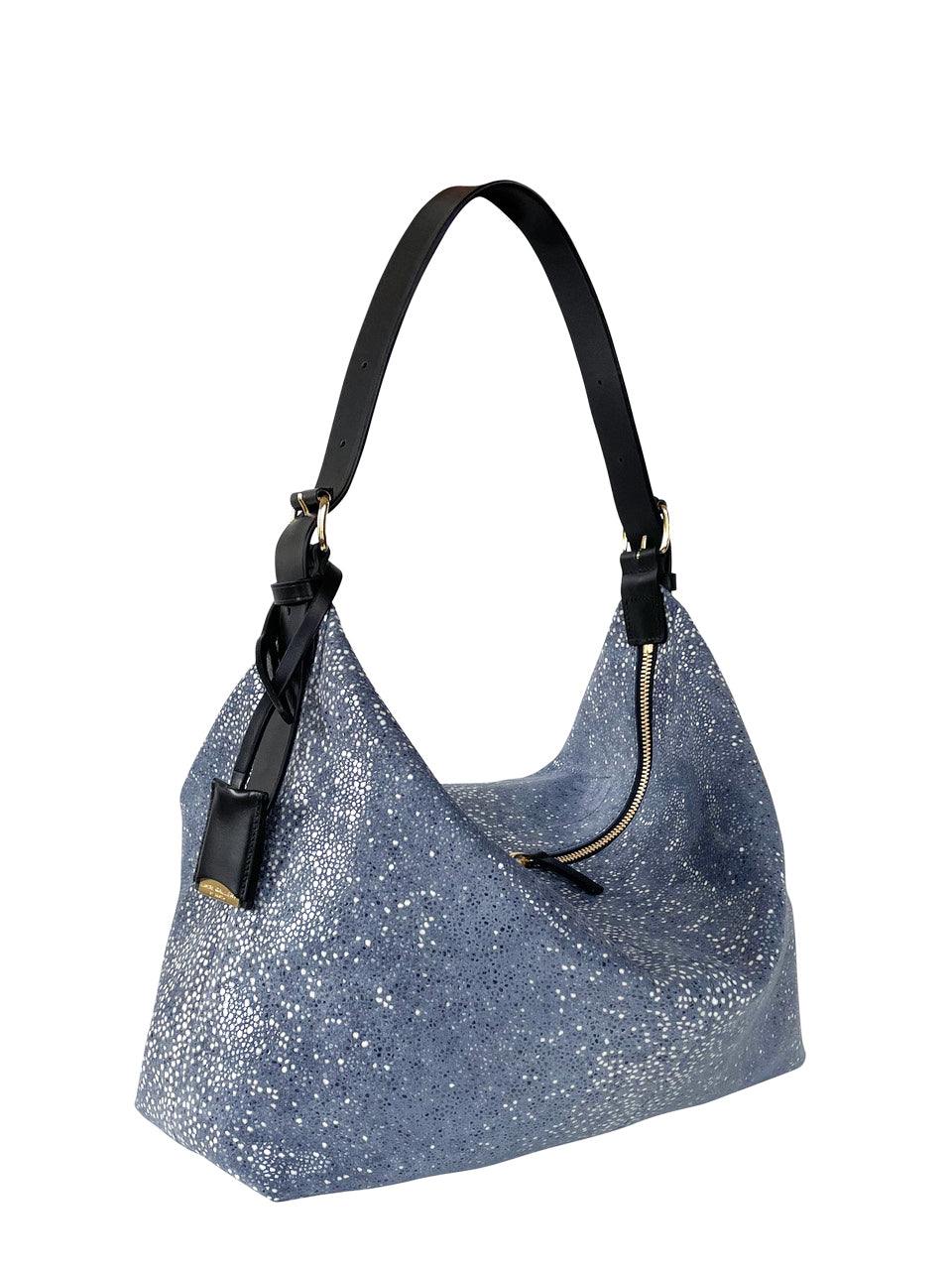 COLOMBIER  M - Galuchat - printed Suede - Denim