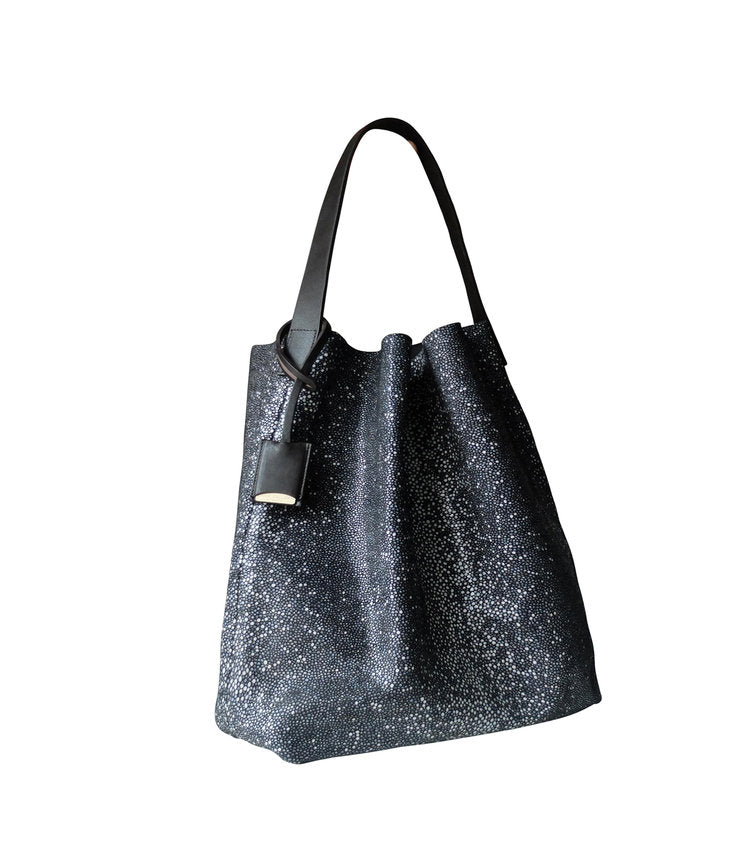 MILOU L - Galuchat - printed Suede - BLACK
