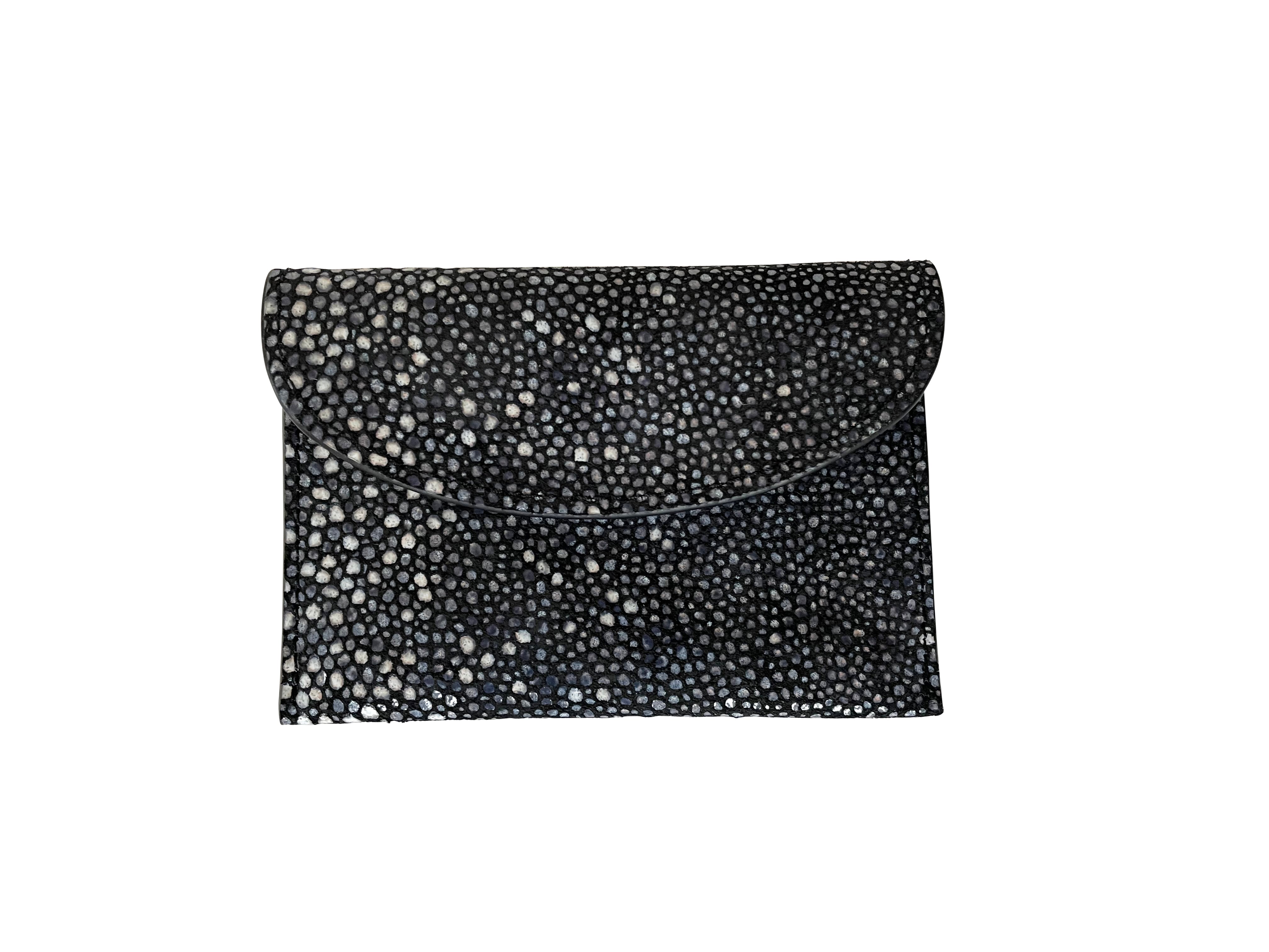 CARRÉ D'OR XS - GALUCHAT, PRINTED SUEDE  - BLACK