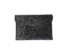 CARRÉ D'OR XS - GALUCHAT, PRINTED SUEDE  - BLACK