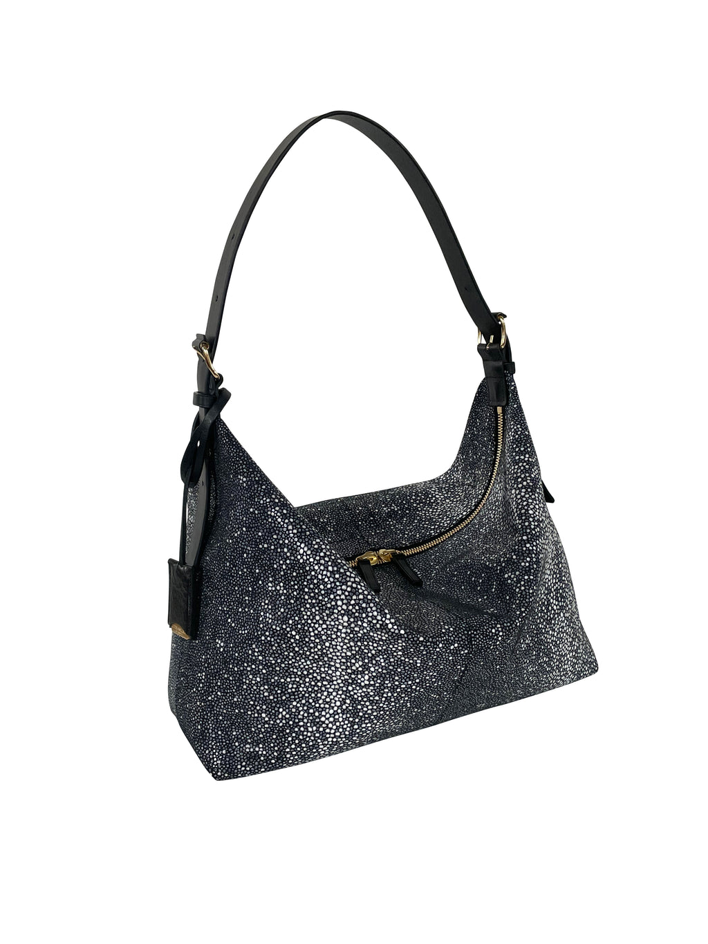 COLOMBIER  M - Galuchat - printed Suede - Black