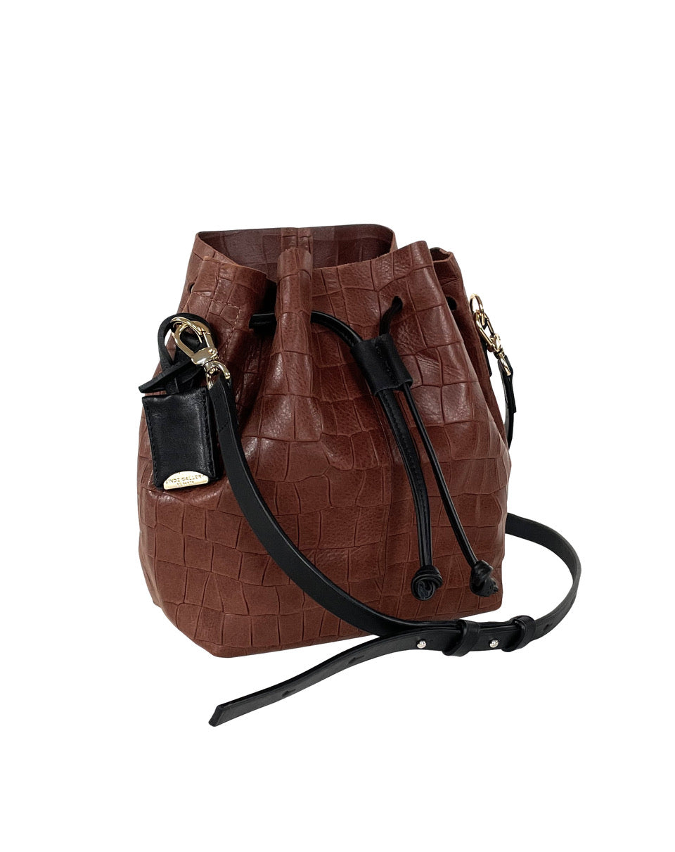 SHELL S - ALLIGATOR EMBOSSED - MOCHA