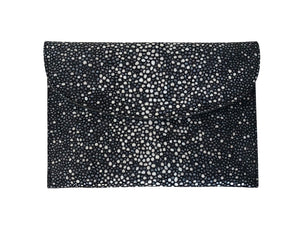 CARRÉ D'OR S - GALUCHAT, PRINTED SUEDE  - BLACK