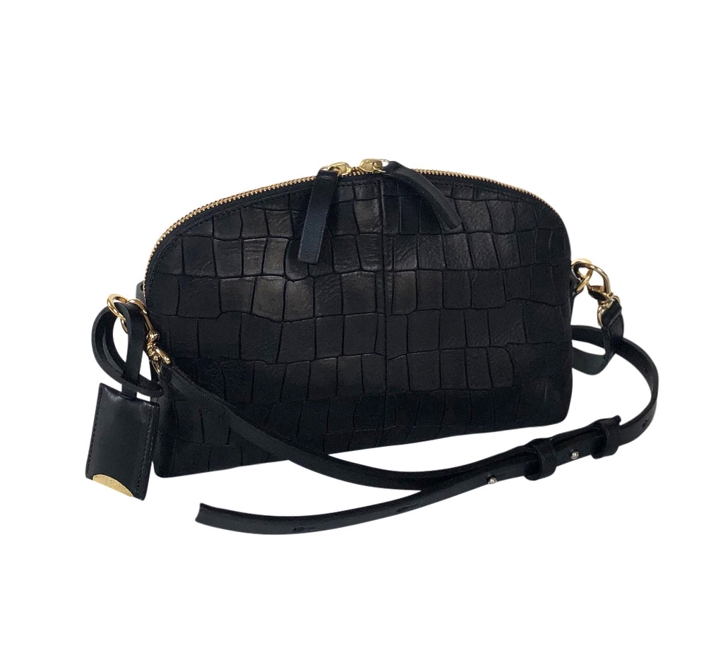 LURIN S - ALLIGATOR EMBOSSED - BLACK